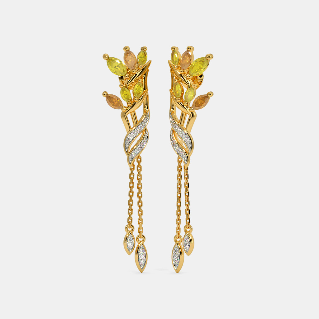The Crane Flower Long Drop Earrings