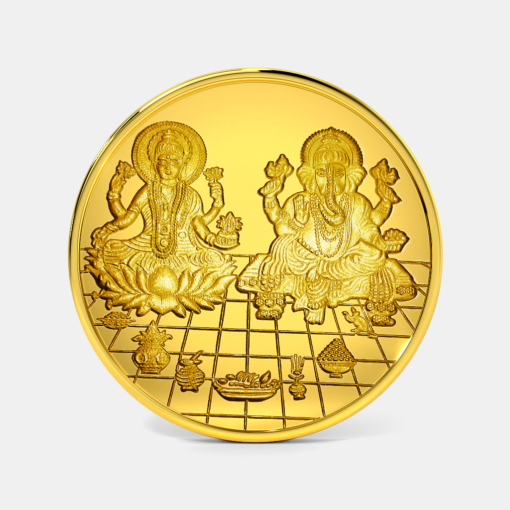 1 gram 24 KT Lakshmi Ganesh Gold Coin