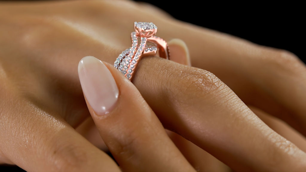 chinese dress ladies 14K White Gold Emerald Cut Diamond Engagement Ring with 2 Band Rings