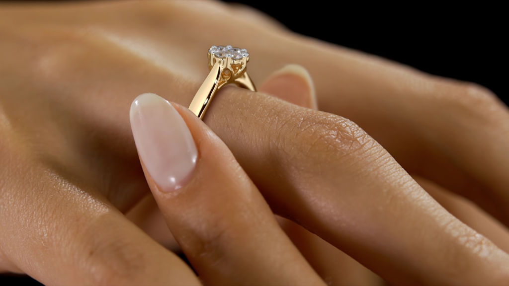 Engagement gold ring with diamondアクセサリー