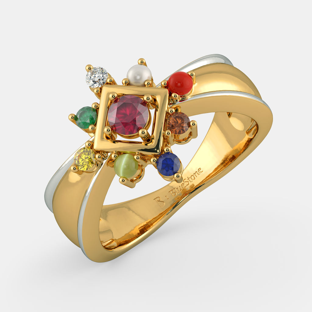 Bluestone cheap navaratna ring