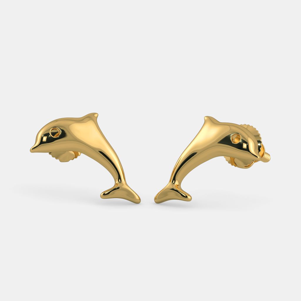 22k Gold Gold Earrings Fish Design The Favourite Dolphin Earrings