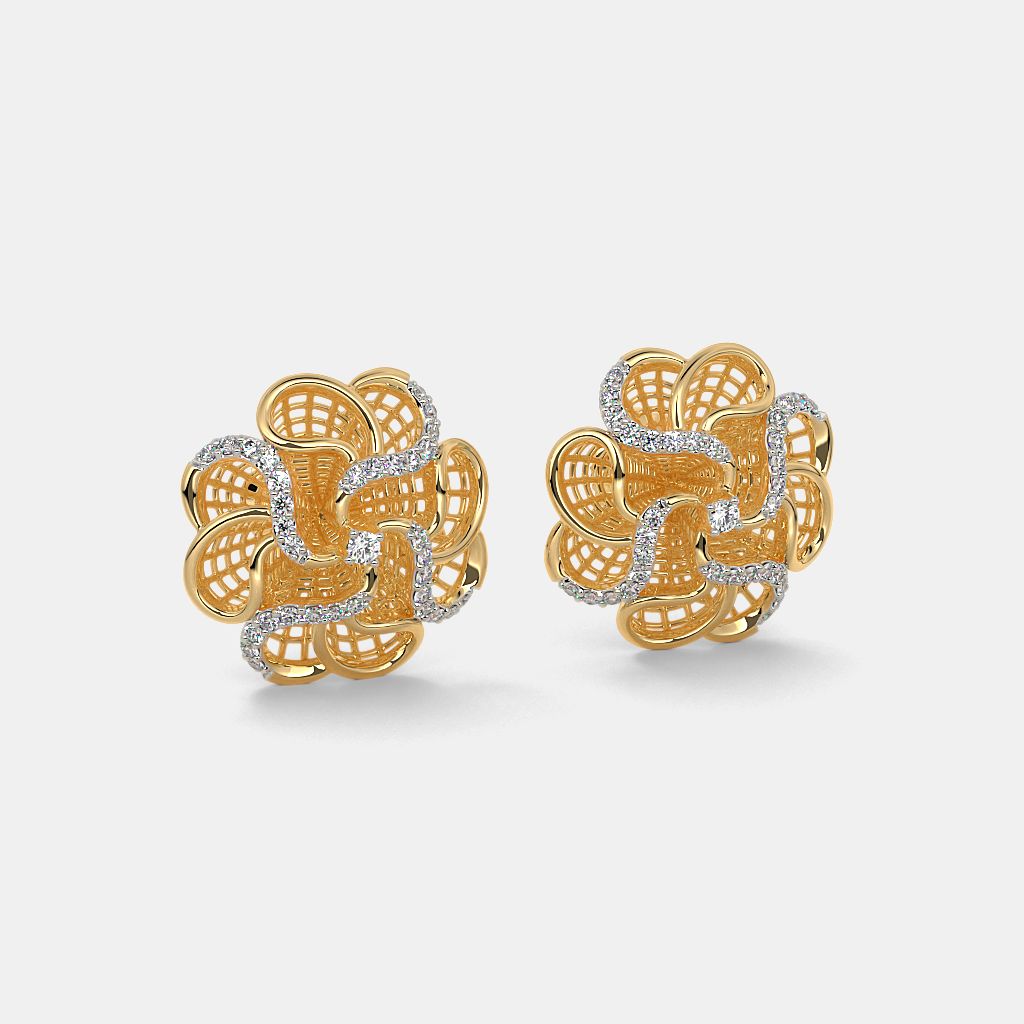 Rose design gold earrings clearance