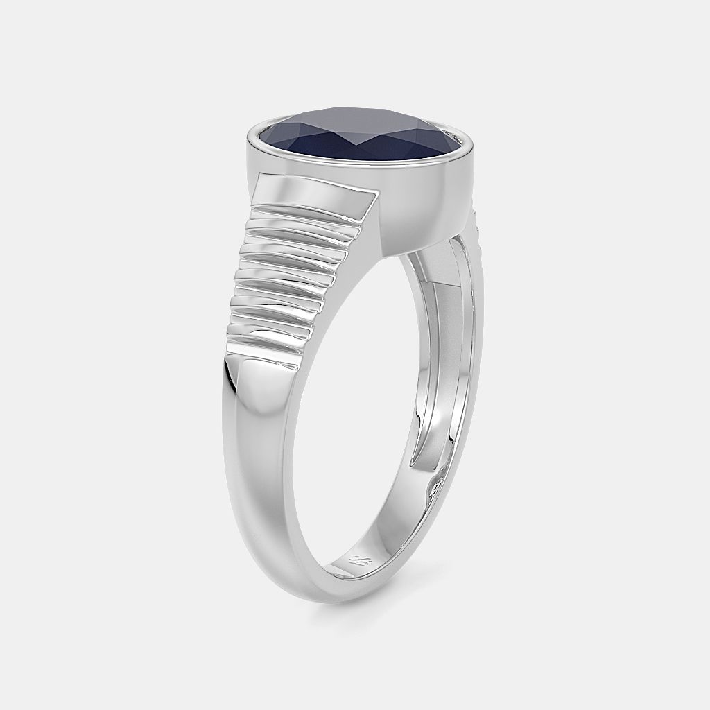 55Carat Natural Blue Sapphire Men's Ring - Sterling Silver Oval Birthstone Ring Sizes 4-13 - View #6