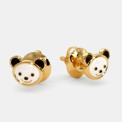 panda earrings gold