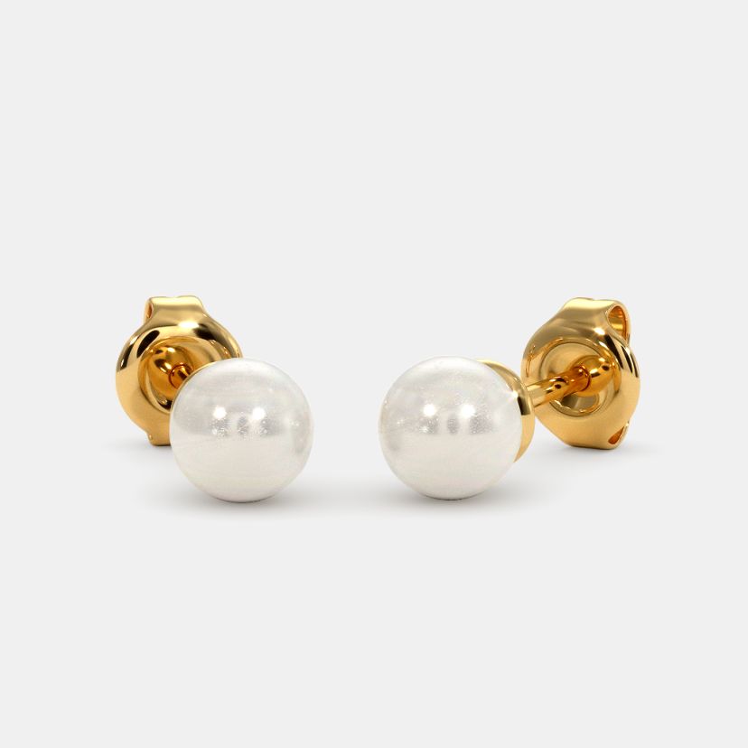 BuyAmelia White Gold Pearl Stud Earrings Online  Designer Jewellery online  Shopping India  Diamond Earrings Online Shopping