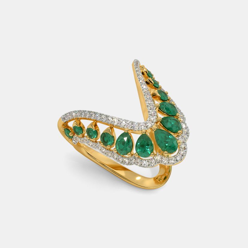 Emerald Ring With Natural Panna Stone Lab Certified Stone Emerald Gold  Plated Ring