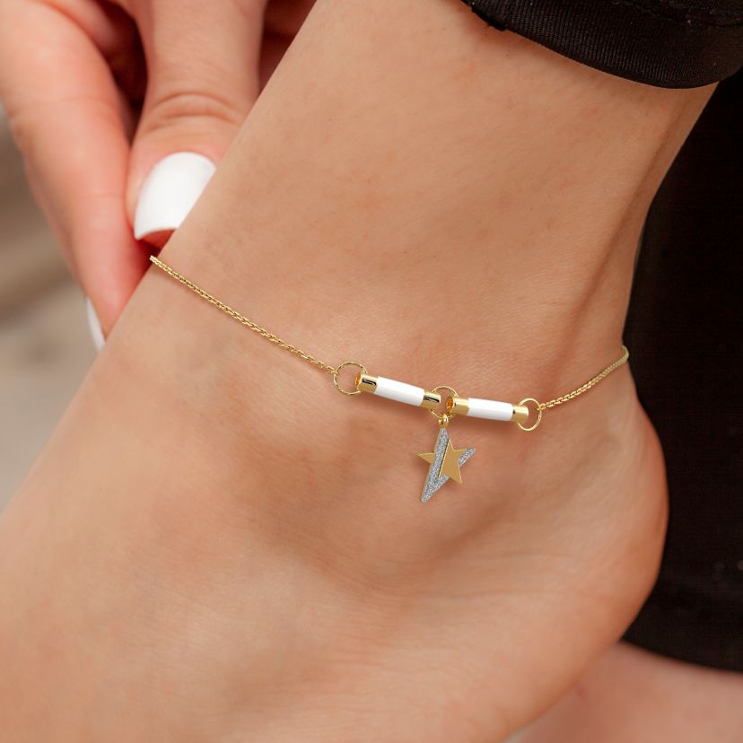 The Linen White Anklet - Back View