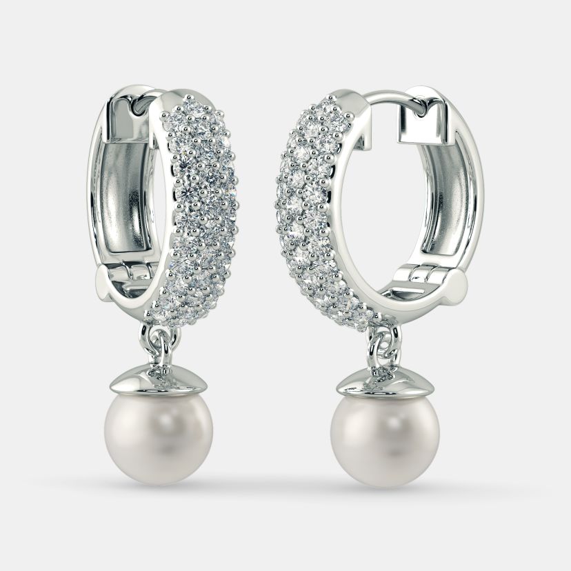 Buy Pearl Studded White Gold Earrings Designs Online BlueStone